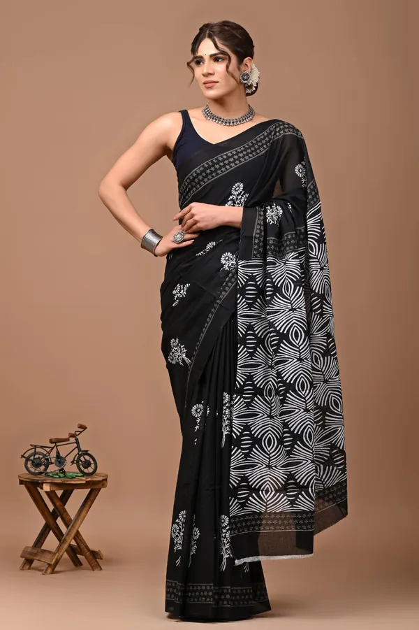 Black_Soft_Mulmul_Cotton_Saree