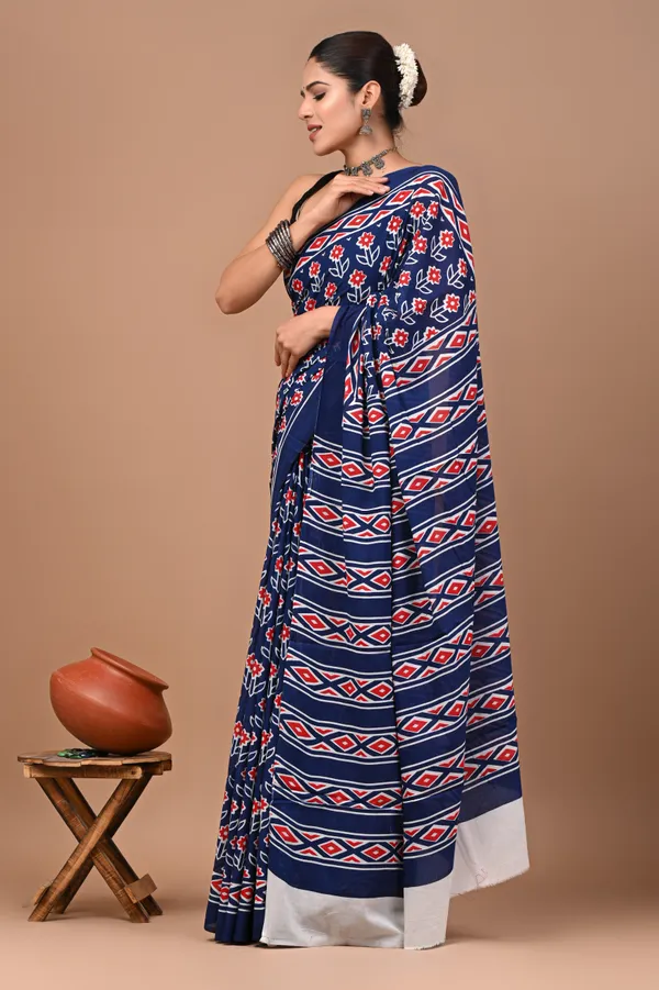 Blue_Soft_Mulmul_Cotton_Saree