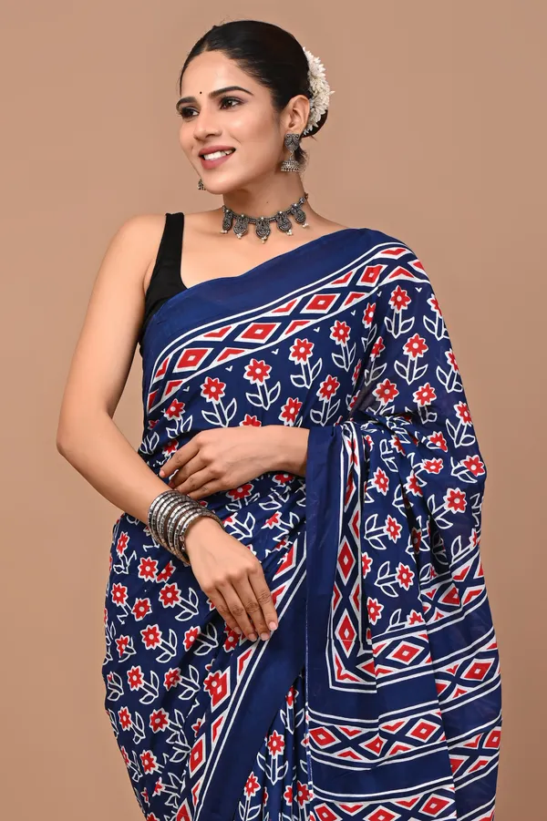 Blue_Soft_Mulmul_Cotton_Saree