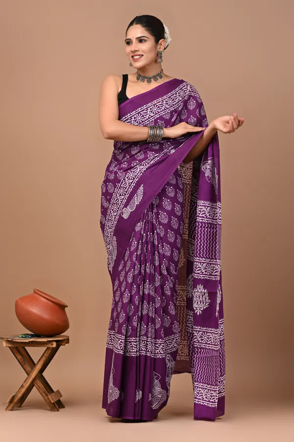Purple_Soft_Mulmul_Cotton_Saree