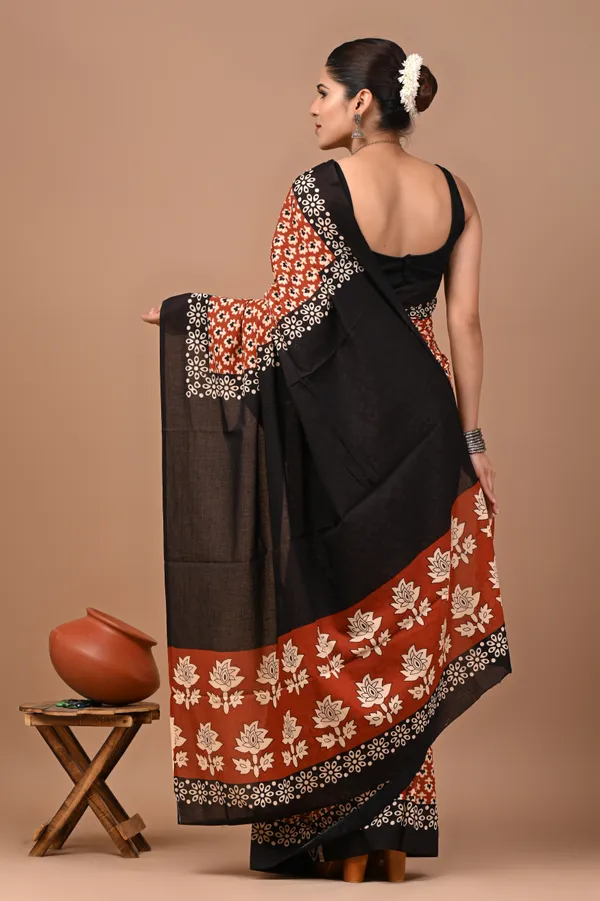 Rust_Orange_Soft_Mulmul_Cotton_Saree