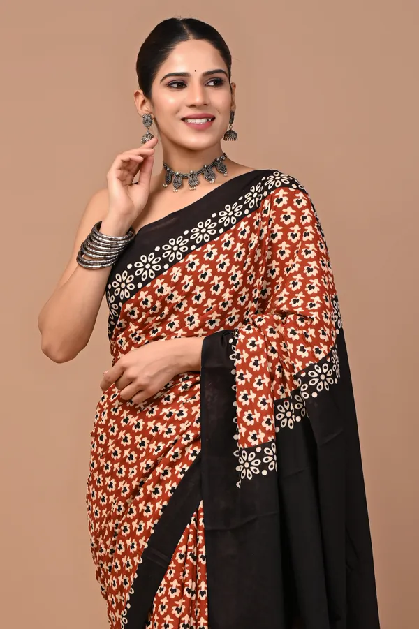 Rust_Orange_Soft_Mulmul_Cotton_Saree