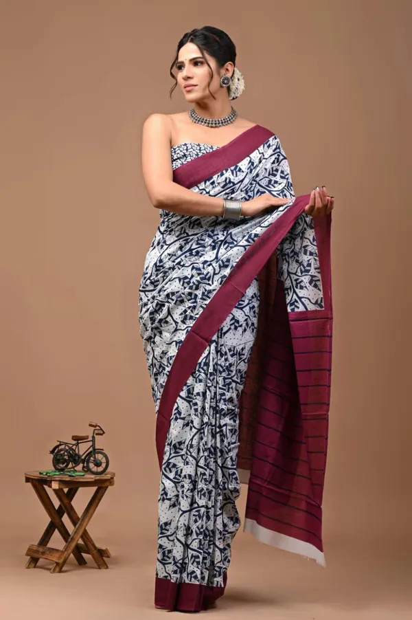 White_Soft_Mulmul_Cotton_Saree
