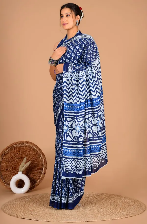 Blue_Soft_Mulmul_Cotton_Saree