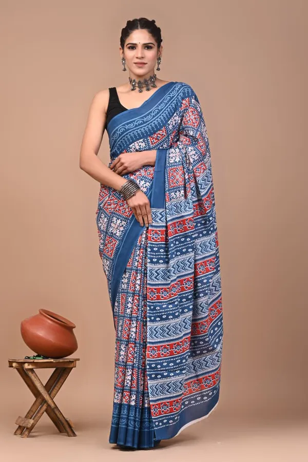 Steel_Blue_Soft_Mulmul_Cotton_Saree