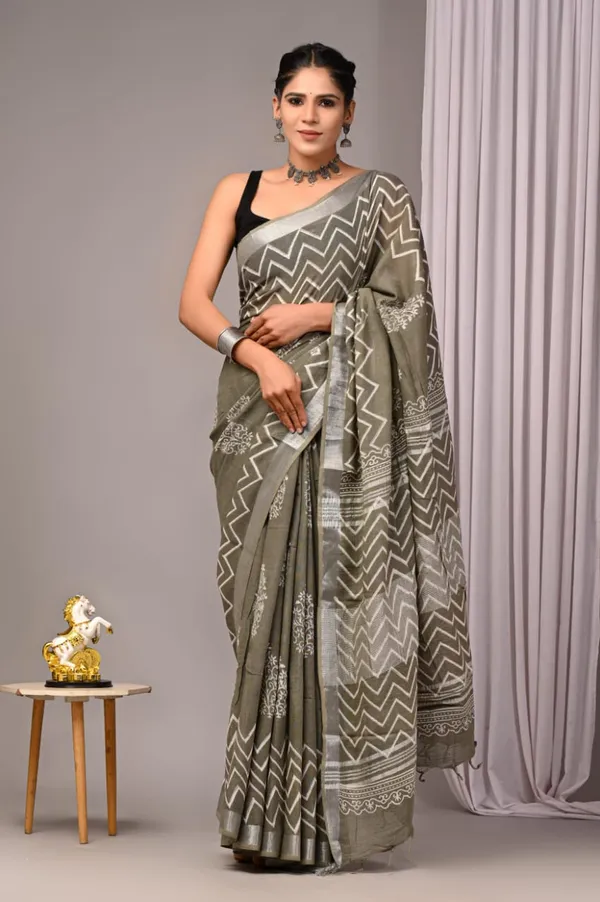 Olive_Trendy_Linen_Saree_For_Women