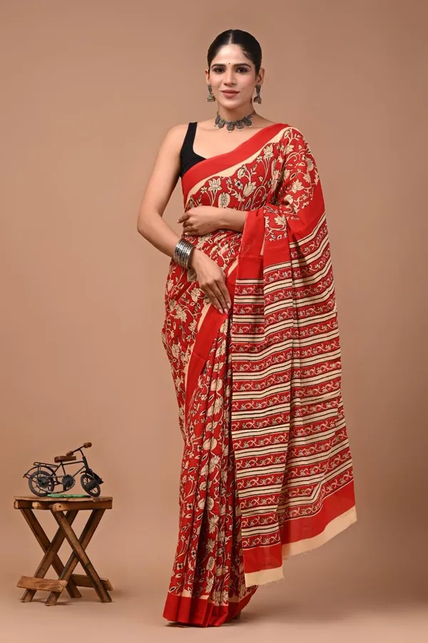 Red_Soft_Mulmul_Cotton_Saree