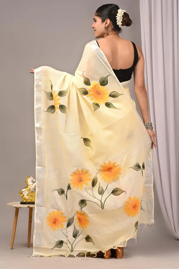 Yellow_Trendy_Linen_Saree_For_Women