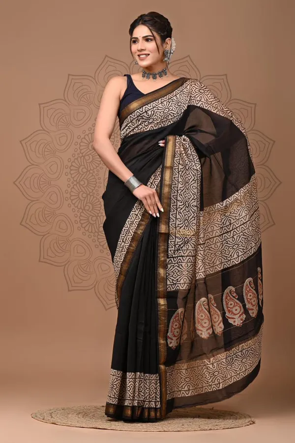 Black_Premium_Maheshwari_Silk_Saree