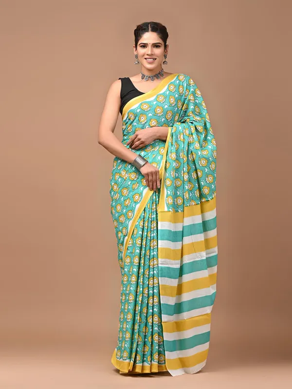 Aqua_Green_Soft_Mulmul_Cotton_Saree