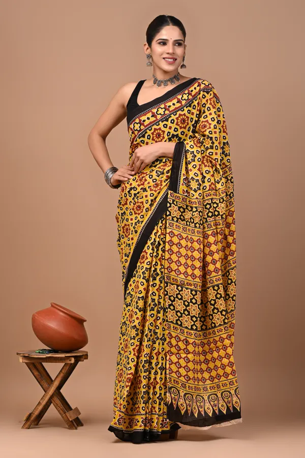 Yellow_Soft_Mulmul_Cotton_Saree