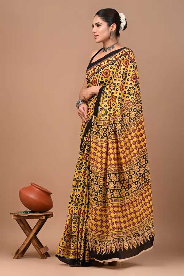 Yellow_Soft_Mulmul_Cotton_Saree