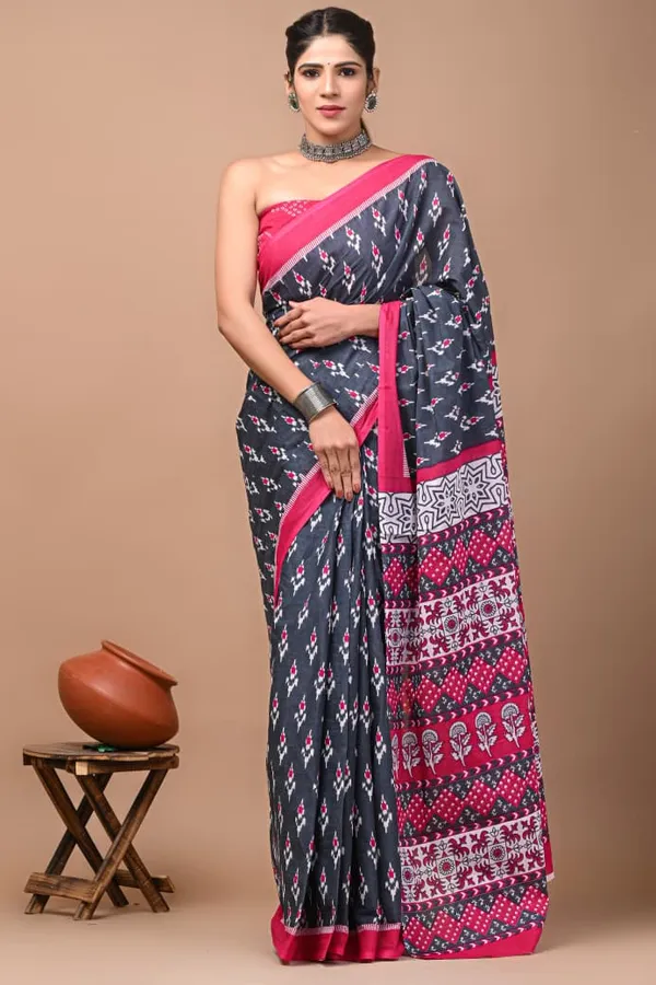 Charcoal_Grey_Soft_Mulmul_Cotton_Saree