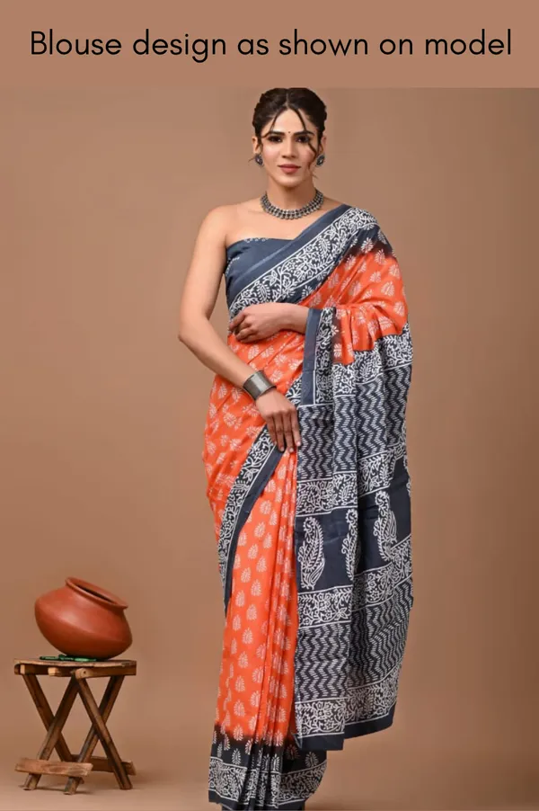 Orange_Soft_Mulmul_Cotton_Saree_For_Women
