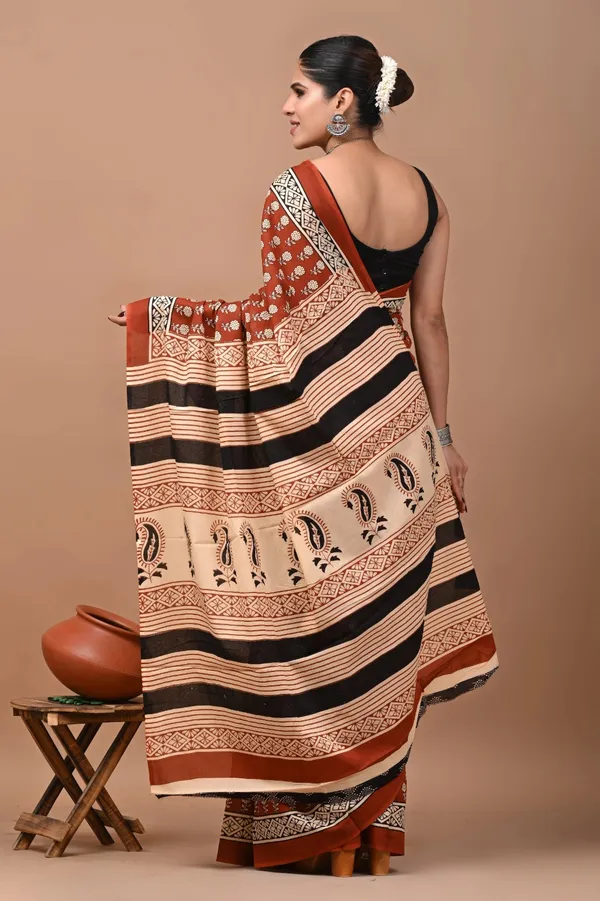 Chocolate_Brown_Soft_Mulmul_Cotton_Saree