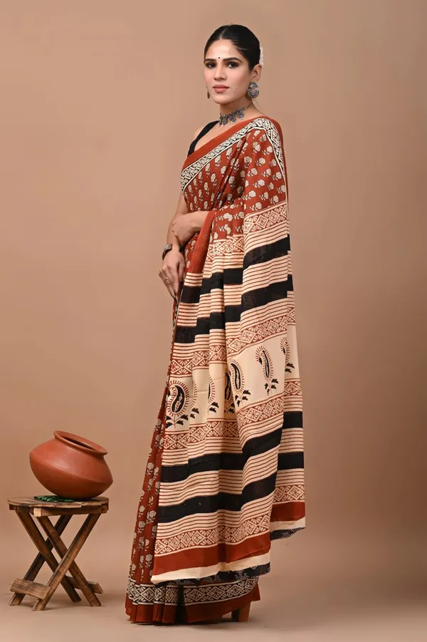 Chocolate_Brown_Soft_Mulmul_Cotton_Saree