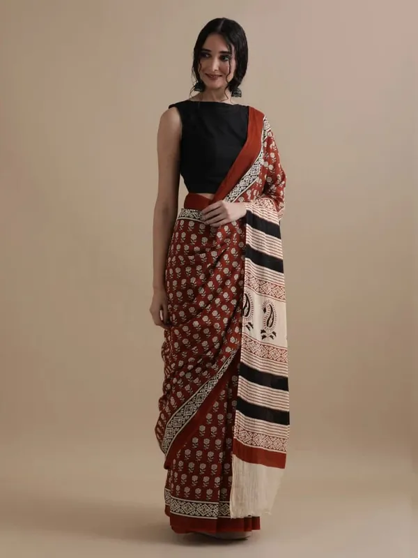 Chocolate_Brown_Soft_Mulmul_Cotton_Saree