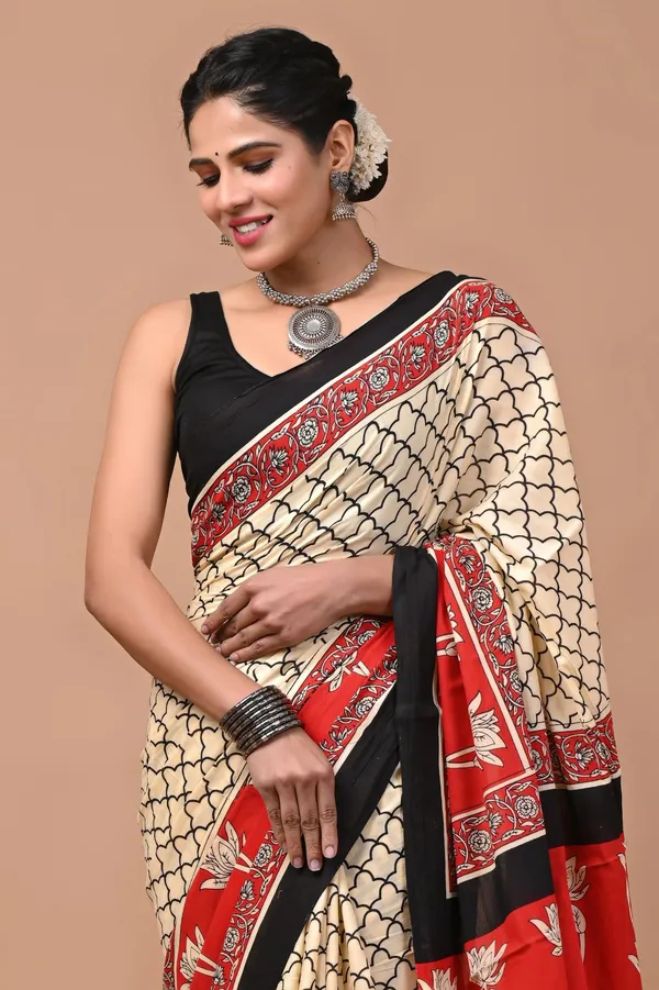 Cream_Soft_Mulmul_Cotton_Saree