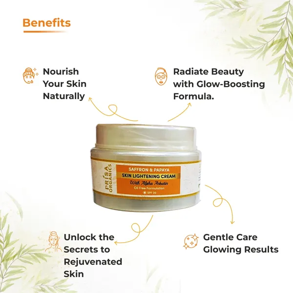 Saffron_&_Papaya_Skin_Lightening_Cream_With_Alpha_Arbutin_Oil_Free_Formulation_With_Spf_20_With_48_Hour_Glow