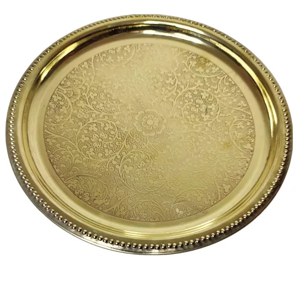 Golden_Traditional_Brass_Puja_Plate_With_Flower_Embossed_Design