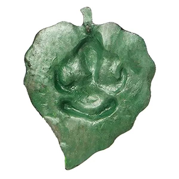 Green_Lord_Ganesha_On_Leaf_Wall_Hanging_With_Antique_Finish_For_Home_Decor