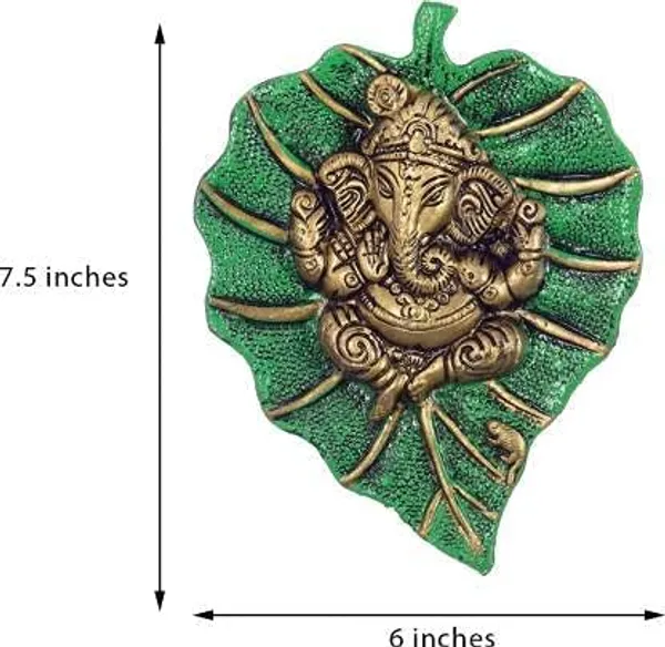 Green_Lord_Ganesha_On_Leaf_Wall_Hanging_With_Antique_Finish_For_Home_Decor