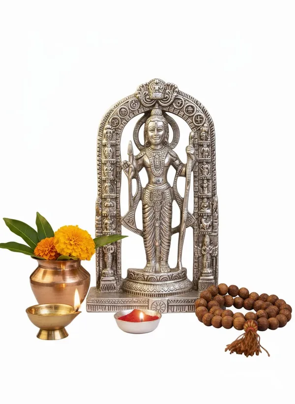 PujaSamadhaan_Silver_Metal_Bhagwan_Ram_Murti_|_12_Inch_Idol_for_Home_Temple,_Mandir_Decor,_Diwali_Puja_&_Festive_Gift_|_350_gm