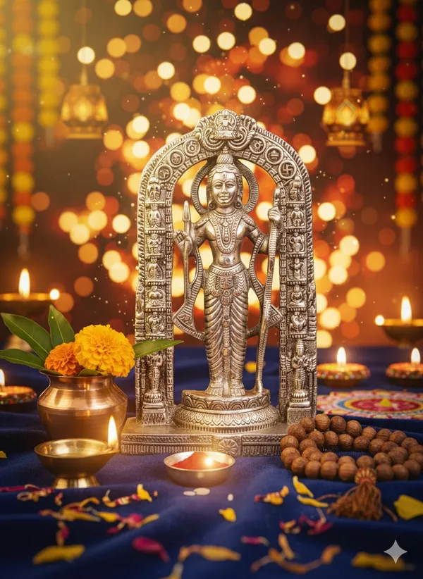 PujaSamadhaan_Silver_Metal_Bhagwan_Ram_Murti_|_12_Inch_Idol_for_Home_Temple,_Mandir_Decor,_Diwali_Puja_&_Festive_Gift_|_350_gm