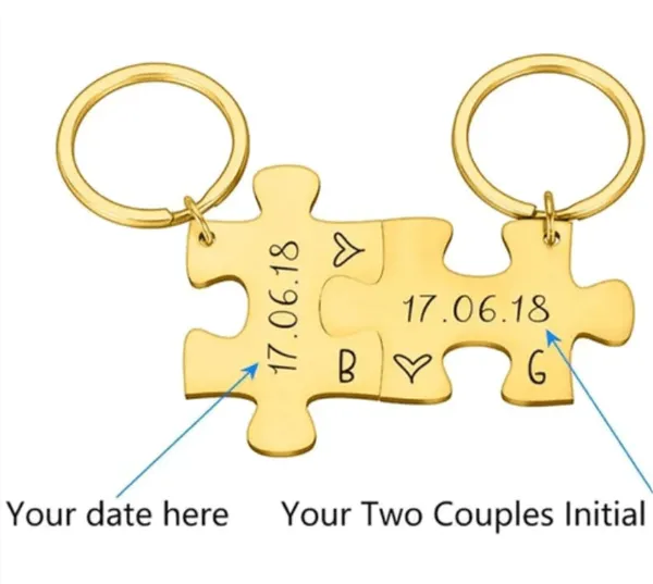 Golden_Customised_Puzzle_Keychain_With_Date_And_Initials_For_Men