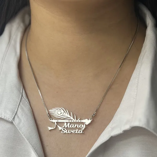 Silver_Divine_Flute_And_Feather_Name_Necklace_For_Unisex