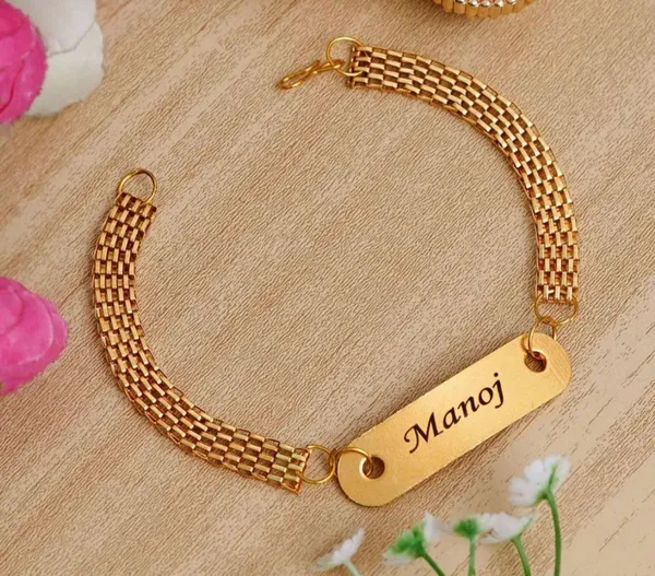 Golden_Stylish_Personalized_Metal_Bracelet_For_Men
