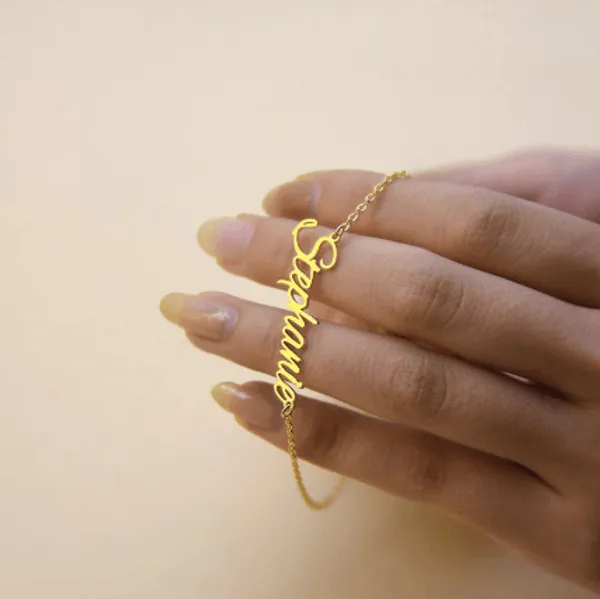 Golden_Personalized_Signature_Bracelet_For_Unisex