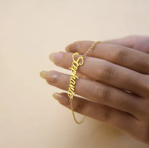 Golden_Personalized_Signature_Bracelet_For_Unisex