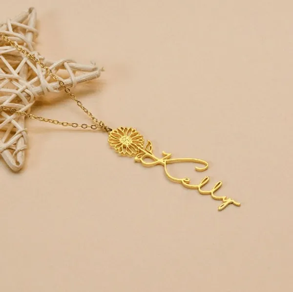 Golden_Elegant_Floral_Name_Necklace_For_Unisex