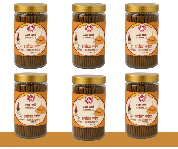 Pack_Of_6_Dhoop_Stick_For_Pooja_|_Bamboo_Less_&_Charcoal_Free_|_Orange_Ayodhya_Flora_Dhoop_(100Gm_each)_210pcs