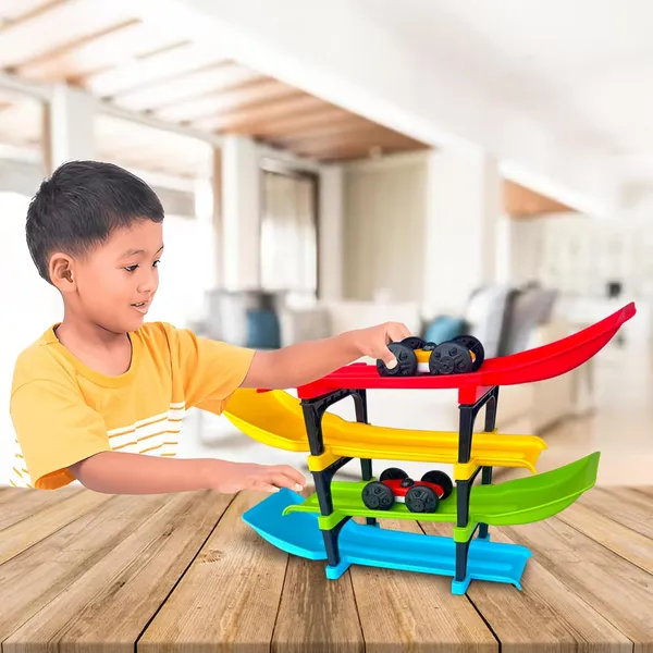 4_Level_Car_Ramp_Racer_Toy_With_Mini_Cars_|_Bridge_Rolling_Loop_Race_Track_Toy_|_Multicolor_Car_Race_Track_-_Red,_Yellow,_Green,_&_Blue_|_Ideal_Gift_For_Ages_2-7_|_Car_Racing_Track_For_Kids
