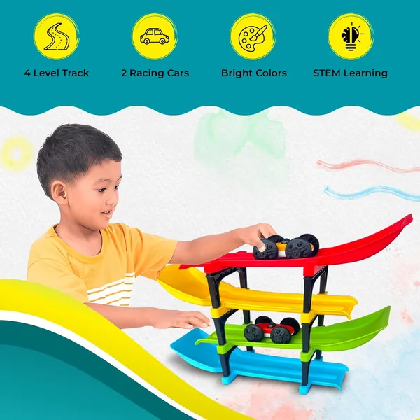 4_Level_Car_Ramp_Racer_Toy_With_Mini_Cars_|_Bridge_Rolling_Loop_Race_Track_Toy_|_Multicolor_Car_Race_Track_-_Red,_Yellow,_Green,_&_Blue_|_Ideal_Gift_For_Ages_2-7_|_Car_Racing_Track_For_Kids