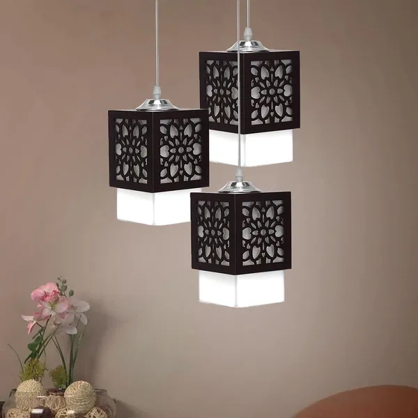Black_Board-Wood_Laser_Cut_Flower_Design_Hanging_Ceiling_Pendant_Light_For_Living_Room/Bedroom/Kitchen/Over_The_Dining_Table_(Star_3Lp,_Without_Bulb)