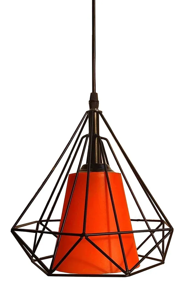 Black_Retro_Cage_Pendant_Single_Light_Fixture_With_Metal_Frame_And_Pvc_Orange_Shade_Adjustable_Hanging_Cord,_Ideal_For_Dining_Room,_Hallway,_Or_Kitchen_(Without_Bulb)