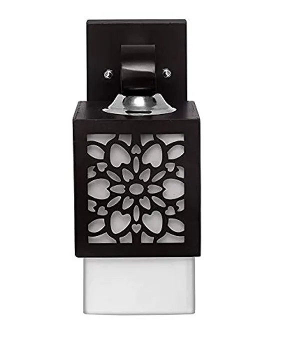 Black_Modern_Wall_Mount_Light_Lamp_Fixture_With_Decorative_Floral_Cutout_Wood_Or_Pvc_Shade_Indoor/Outdoor_Sconce_For_Balcony,_Hallway,_Living_Room_And_Home_Decoration_(Without_Bulb)