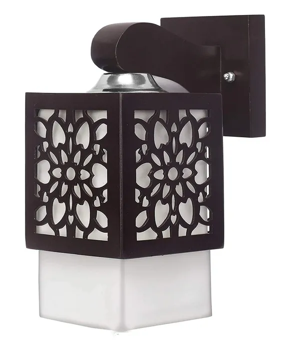 Black_Modern_Wall_Mount_Light_Lamp_Fixture_With_Decorative_Floral_Cutout_Wood_Or_Pvc_Shade_Indoor/Outdoor_Sconce_For_Balcony,_Hallway,_Living_Room_And_Home_Decoration_(Without_Bulb)
