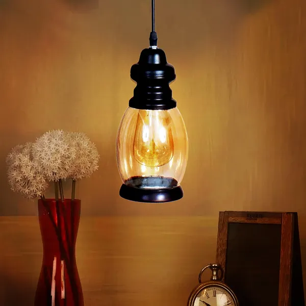 Black_Vintage_Lantern_Pendant_Light_With_E27_Holder_Rustic_Hanging_Ceiling_Lamp,_Finish,_Clear_Glass_Shade_Farmhouse_Industrial_Style_Lighting_For_Kitchen,_Dining_Room_(Without_Bulb)