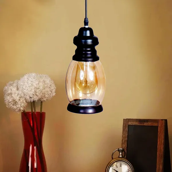 Black_Vintage_Lantern_Pendant_Light_With_E27_Holder_Rustic_Hanging_Ceiling_Lamp,_Finish,_Clear_Glass_Shade_Farmhouse_Industrial_Style_Lighting_For_Kitchen,_Dining_Room_(Without_Bulb)
