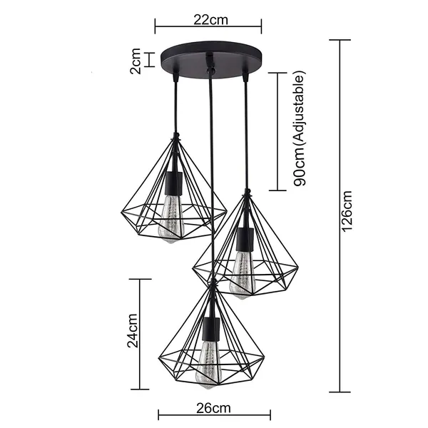 Black_Round_Cluster_Hanging_Lights_For_Living_Room/Lights_For_Ceiling/Hanging_Lamps_For_Home_Decoration/Decorative_Hanging_Lights,Metal_(Diamond_Triple,_Without_Bulb)