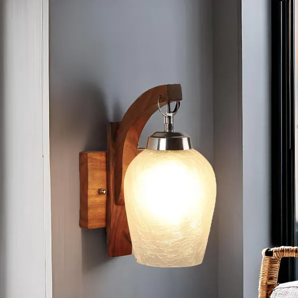 Brown_&_White_Modern_Swing_Arm_Wall_Mounted_Light_Fixture_Lamp_With_Frosted_Glass_And_Wooden_Indoor/Outdoor_Sconce_For_Balcony,_Hallway,_Living_Room_And_Home_Decoration_(Without_Bulb)