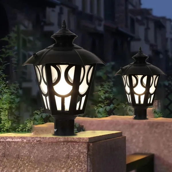 Black_Exterior_Lantern_Outdoor_Post_Light,_Matt_Pillar_Lamp_Fixtures_For_Patio_Porch_Garden_And_Gate_Post_Decor_(Bulb_Not_Included)_(Pack_Of_2)