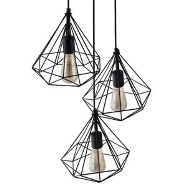Black_Round_Cluster_Hanging_Lights_For_Living_Room/Lights_For_Ceiling/Hanging_Lamps_For_Home_Decoration/Decorative_Hanging_Lights,Metal_(Diamond_Triple,_With_Bulb)