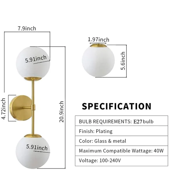 White_&_Gold_Wall_Lights_For_Living_Room_Modern_Wall_Lamps_For_Bedroom_Or_Home_Decoration_(Dome_,_Without_Bulb)