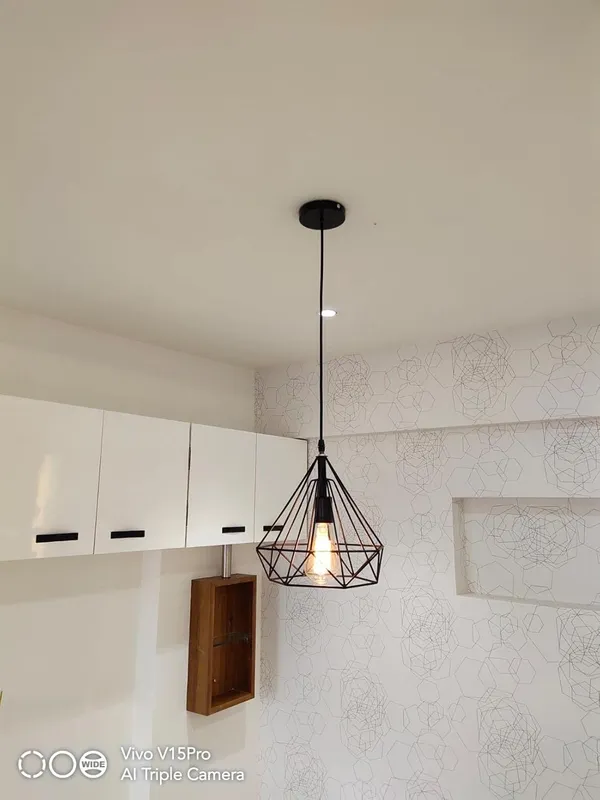 Black_Hanging_Lights_For_Living_Room/Pendant_Lights_For_Ceiling/Hanging_Lamps_For_Home_Decoration/Decorative_Hanging_Lights,Metal_(Diamond_Sl_(With_Bulb))