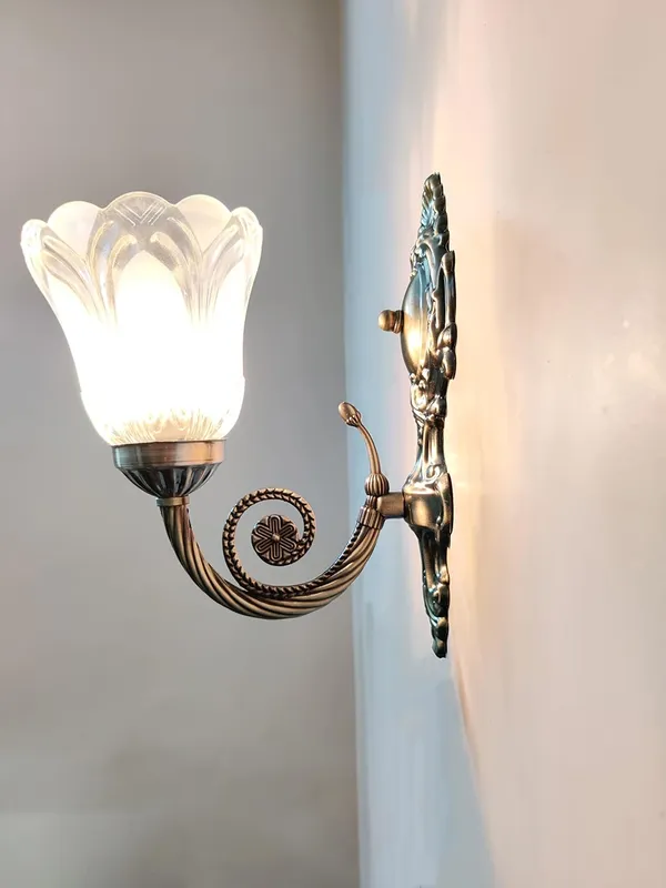 Multi_Antique_Wall_Mounted_Lamp_With_Glass_Shade_Contemporary_Accent_Light_For_Indoor_Spaces,_E27_Bulb_Compatible,_Ideal_For_Bedrooms,_Hallways,_And_Living_Areas_(With_Bulb)